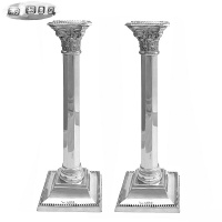 Pair English Sterling Silver Candlesticks 1951
